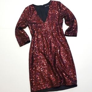 Express "All That Glittery Sparkle" Crimson Dress